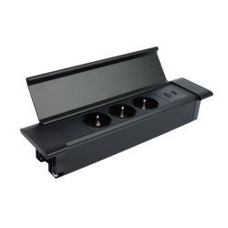 GNIAZDO BLATU FLAT BOX    3xSCH, 1xUSB-A, 1xUSB-C + przewód 1,8m czarne