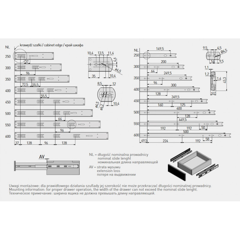 PROWADNICA GTV  KULKOWA.L-400 VERS.PLUS