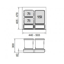 POJEMNIK R  PRACTIKO 60 1x15l+2x7l