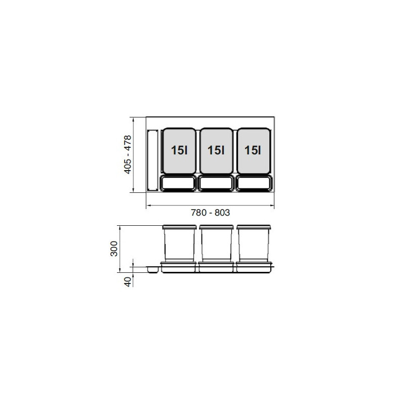 POJEMNIK R  PRACTIKO 90 3x15l