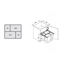 POJEMNIK NA ŚMIECI R  60  JC609 2x9L/2x20L wysoki 