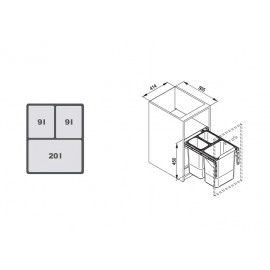 POJEMNIK NA ŚMIECI R  45  JC606 2x9L/1x20l wysoki 