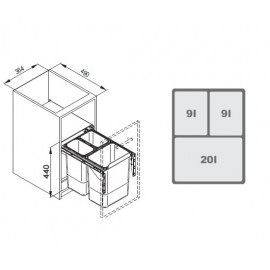 POJEMNIK NA ŚMIECI R  40  JC601 2x9L/1x20l  