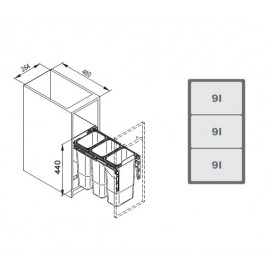 POJEMNIK NA ŚMIECI R  30  JC604 3x9L  