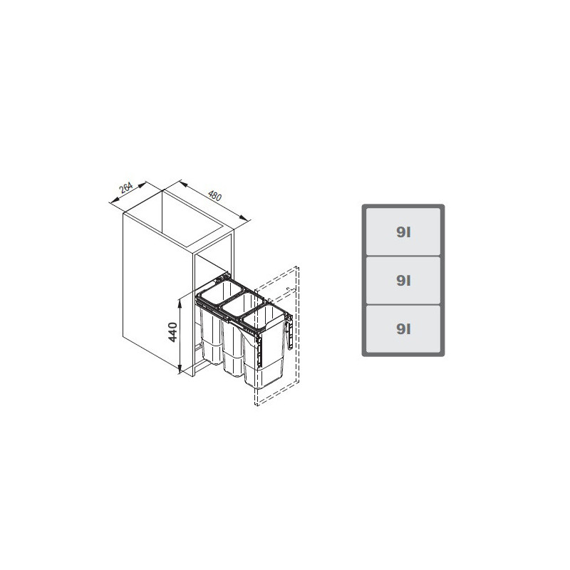 POJEMNIK NA ŚMIECI R  30  JC604 3x9L  