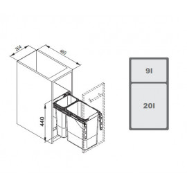 POJEMNIK NA ŚMIECI R  30  JC603 1x9L/1x20L  
