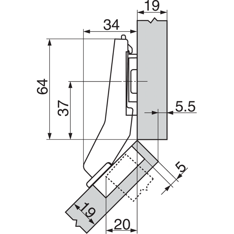 ZAWIAS B CLIPTOP  KĄTOWY +45'I   79A9658