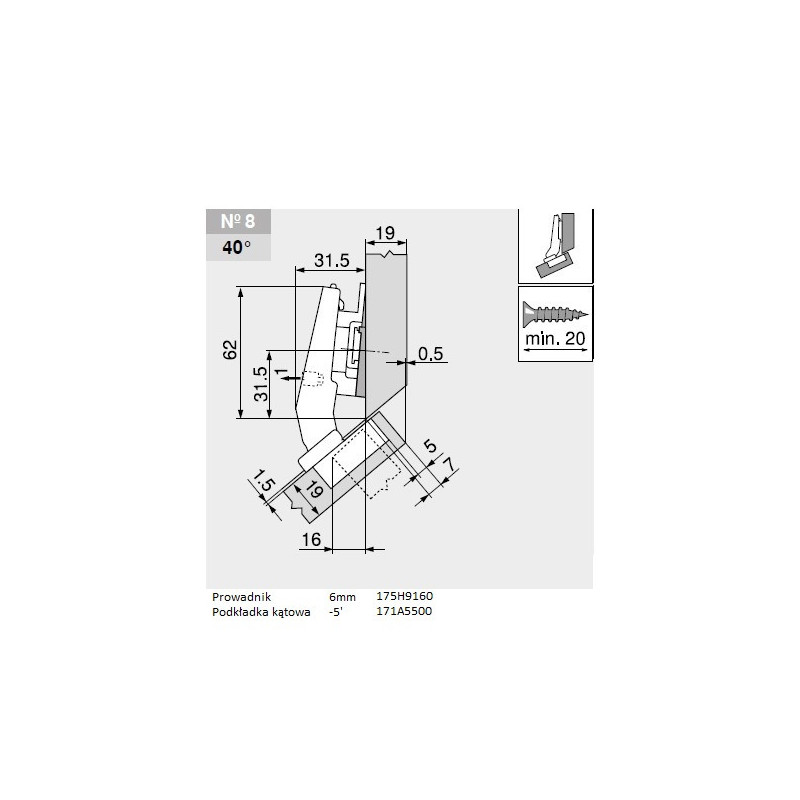 ZAWIAS B CLIPTOP+BLUM  +45'III      79B9458