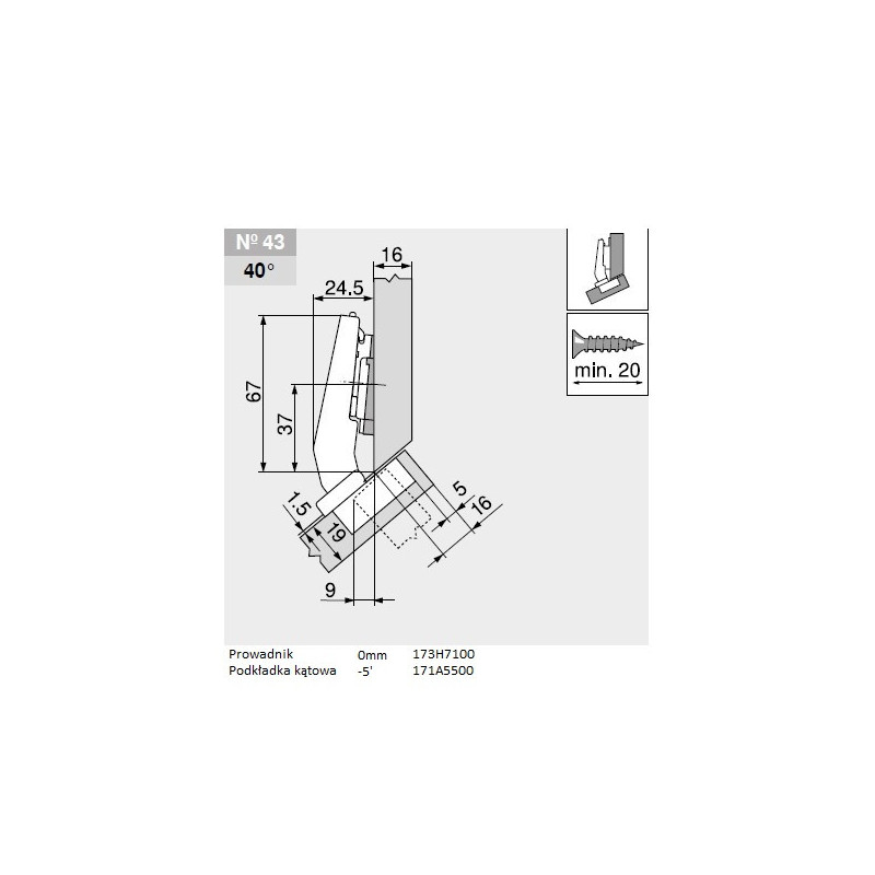 ZAWIAS B CLIPTOP+BLUM  +45'III      79B9458