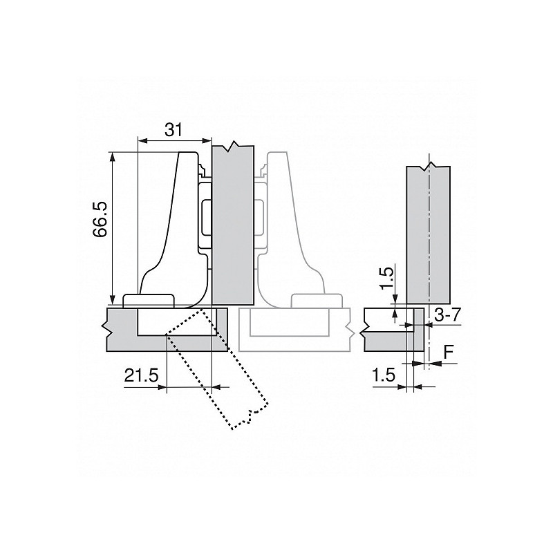 ZAWIAS B CLIPTOP+BLUM  DB           71B3650
