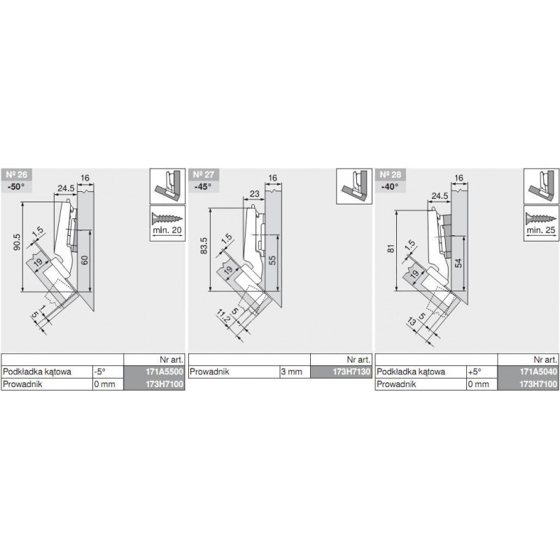 ZAWIAS B CLIPTOP+BLUM  -45'III       79B3450