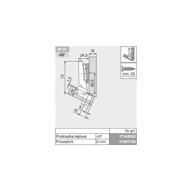 ZAWIAS B CLIPTOP+BLUM  -30'           79B3451