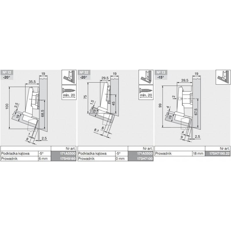 ZAWIAS B CLIPTOP+BLUM  -15'           79B3453