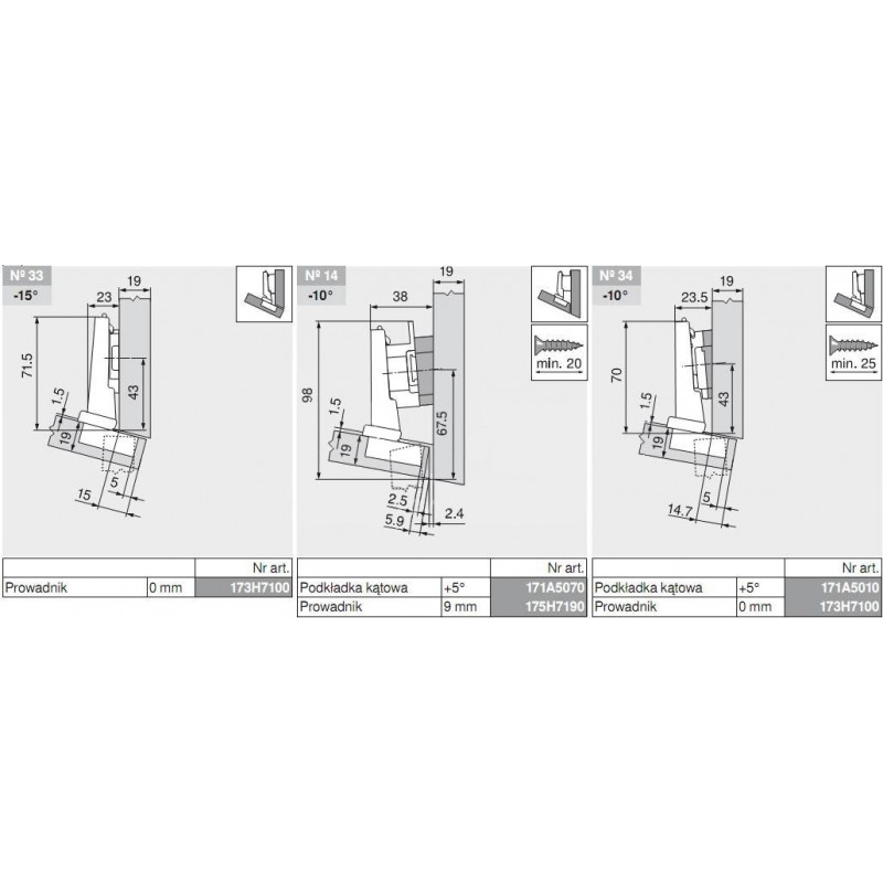 ZAWIAS B CLIPTOP+BLUM  -15'           79B3453