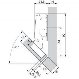 ZAWIAS B CLIPTOP+BLUM  -45'   INS  79B3490