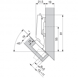 ZAWIAS B CLIPTOP+BLUM  -45'   INS  79B3490