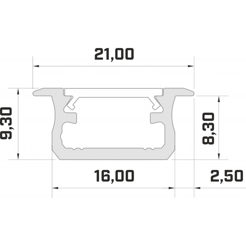 LED LUMINES profil aluminiowy typ B, srebrny L-L LED LUMINES profil aluminiowy typ B, srebrny L-L
