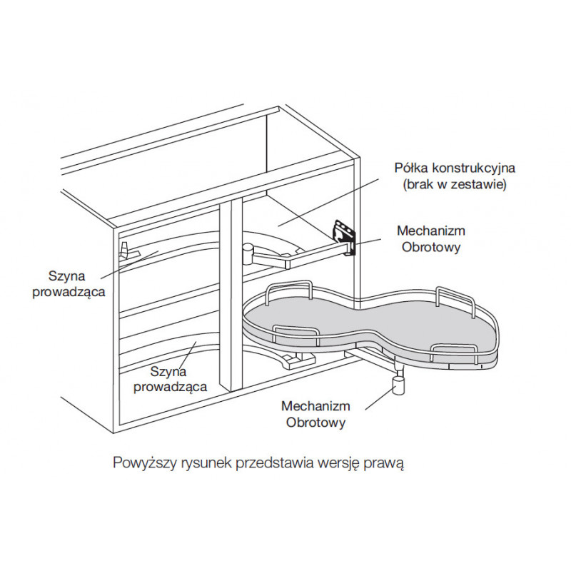 PÓŁKA NERKA HAFELE 600 PRAWA  549.42.760