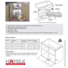 PÓŁKA NERKA HAFELE 600 LEWA     549.42.761