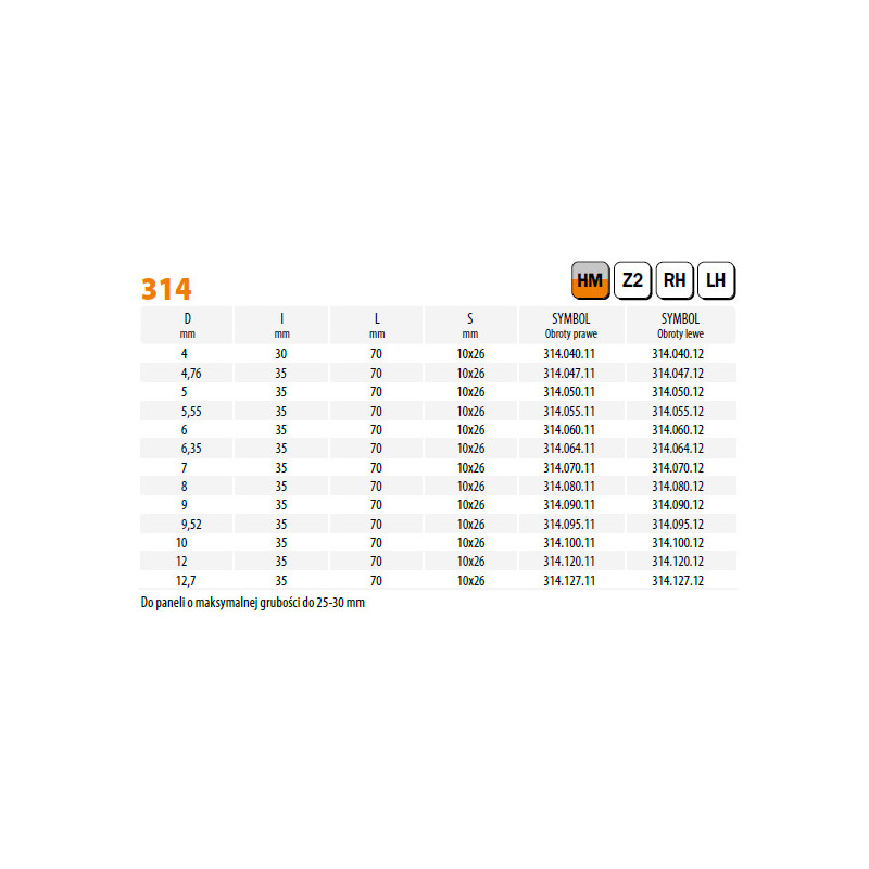CMT WIERTO 314.050.11 HW P D5 I35 L70 R
