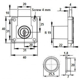 ZAMEK SISO KWADRAT                  CL-X 850 fi19x22  14.01.052-2 GRYC