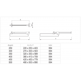 WIESZAK WYSUWNY L-400 NIKIEL