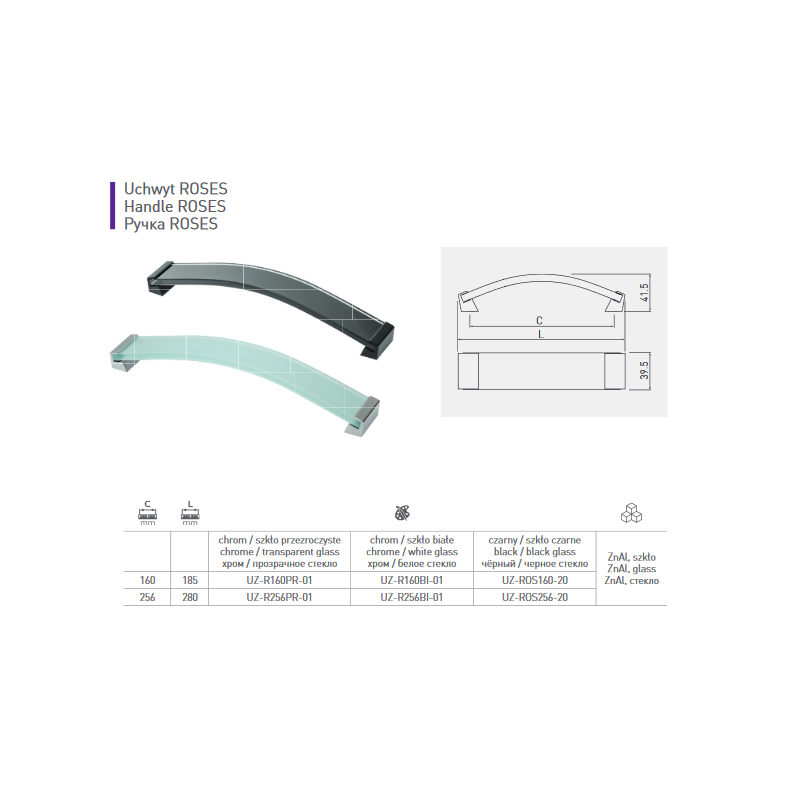 GTV UZ ROSES/256/20  UCHWYT CZARNY+CZARN ***