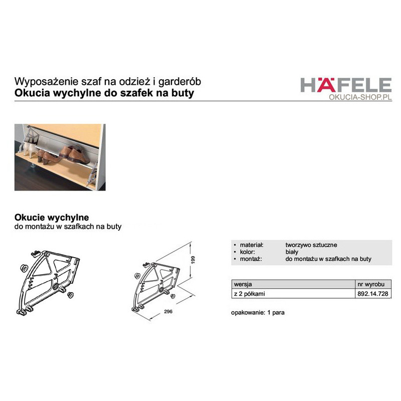 PÓŁKA NA BUTY 2-CZ    BIAŁA     892.14.742