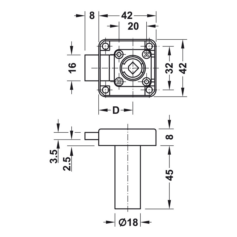ZAMEK HAFELE SYMO3000 18/45   232.26.622