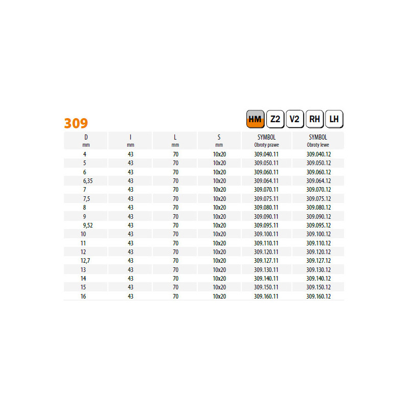 CMT WIERTO 309.100.12 HW D10 I43 L70  L