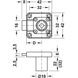 ZAMEK HAFELE KWADRAT GÓRNY 30 232.26.620