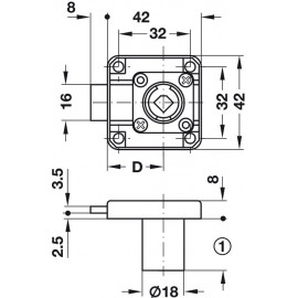ZAMEK HAFELE KWADRAT GÓRNY 30 232.26.620