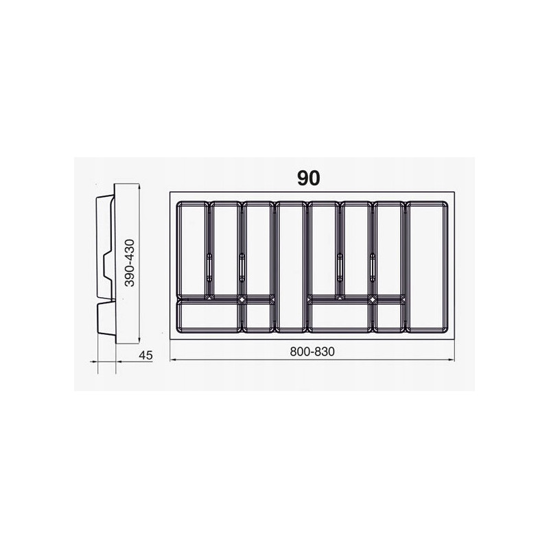 WKŁAD SZUFLAD UNI BIAŁY              90 /430  R