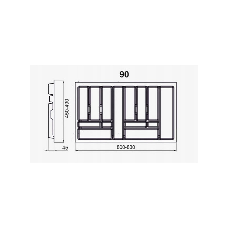 WKŁAD SZUFLAD PRO BIAŁY             90 /490  R