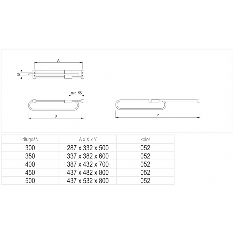WIESZAK WYSUWNY E50 L- 450 CHROM     REJS 48,2cm