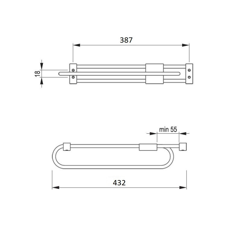 WIESZAK WYSUWNY E50 L- 400 CHROM     REJS 43,2cm
