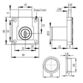 ZAMEK SISO KWADR. 1 KLUCZ/PROSTY X-850           14.01.065 GRYC