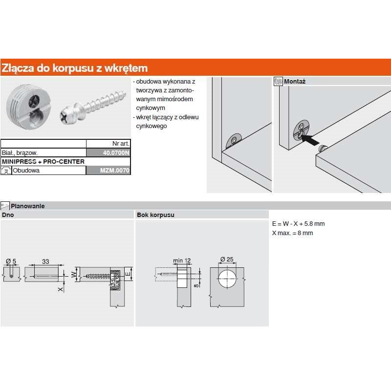 ZŁĄCZE BLUM MIMOŚRÓD    42.0700.01 BIAŁE
