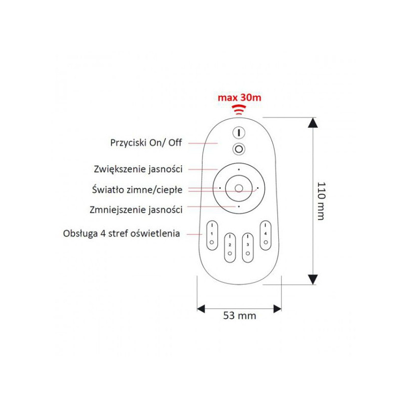LED STEROWNIK MONO RF-01   DL      PILOT 4-stefowy