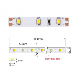 LED PASEK PREMIUM 300/2835 IP20 szer.  8mm B.CIEPŁY            5m     30W/ 12VDC 