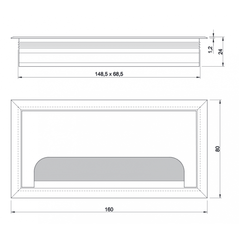 PRZELOTKA DO KABLI.METAL 80x160 CZARNA LB-80x160-20