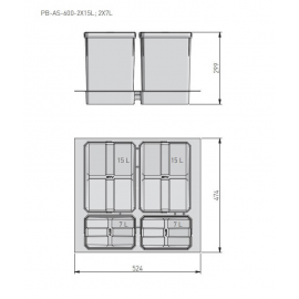POJEMNIK GTV AXI-SPACE 600  2x15L+2x7L