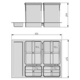 POJEMNIK GTV AXI-SPACE 700  2x15L+2x7L