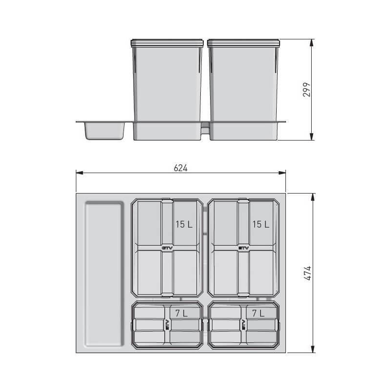 POJEMNIK GTV AXI-SPACE 700  2x15L+2x7L