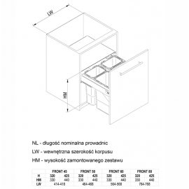 POJEMNIK NA ŚMIECI R  SEGREGO 600 H320 NL480 srebrny