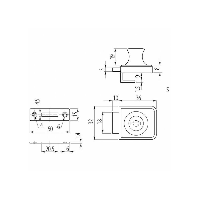 Zamek meblowy szyb 408