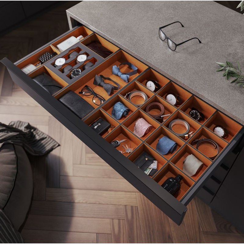 WKŁAD garderobiany PURO A1 duży na biżuterię                czarny/pomarańcz