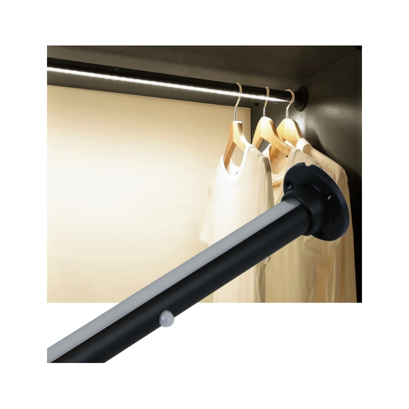 Drążek do szafy podświetlany czarny ROZETA (2szt.)