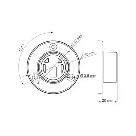 Drążek do szafy podświetlany czarny ROZETA (2szt.)