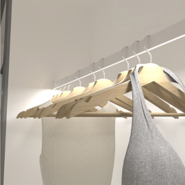 Drążek do szafy podświetlany SLIM Biały + klosz mleczny 2m